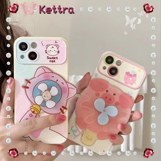 💜Kettra💜การ์ตูน อุปกรณ์เสริมพัดลม รุ่นคู่ iPhone 11 14 pro max ป้องกันการหล่น ขอบเต็ม น่ารัก case for iPhone 12 13