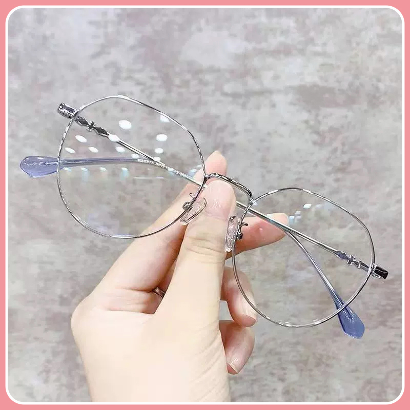 ป้องกันแสงสีฟ้า 0°-500° แว่นตาสายตาสั้น กรอบใส เบาสบาย ป้องกันรังสียูวี แว่นตาคอมพิวเตอร์ กรอบโลหะ ผู้ชายและผู้หญิง คุณภ