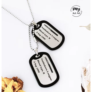 ป้ายห้อยคอ Dog Tag ทหาร แท๊ก 2ชิ้น สร้อยคอ จี้แท๊ก สลักชื่อ สแตนเลสแท้ ลอกยินดีคืนเงิน(TAG2ชิ้น)