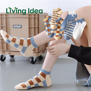 Living idea ถุงเท้าน่ารักๆ ถุงเท้าข้อสั้น สไตล์เกาหลีผ้าคอตตอน แฟชั่นข้อเว้า