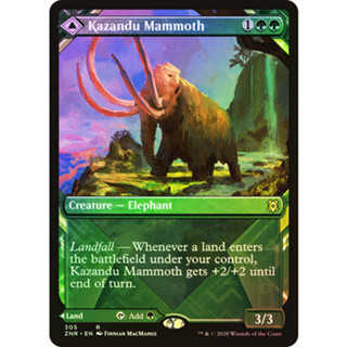 [MTG] Kazandu Mammoth (Showcase) [ZNR] [GREEN] [RARE] [FOIL] [ENG] (การ์ดเมจิค / Magic the Gathering)