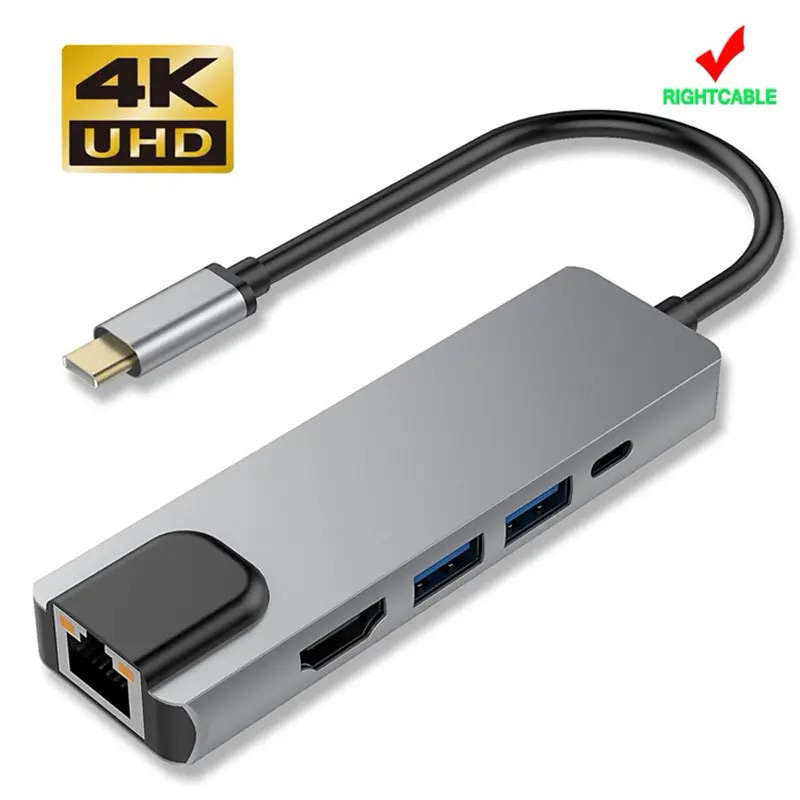 Type-C HUB ถึง RJ45 Gigabit Ethernet 4K HDTV USB 3.0 2.0 C Dock StationสำหรับPad Samsung S20 DEX Xiaomi 10 TV PS5 SWITCH