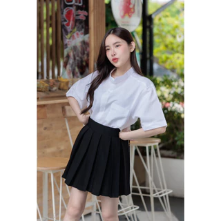 • เสื้อนักศึกษาทรงบอย ▪️เสื้อคอจีน▪️ [ผ้า Oxford] ทรงผู้ชาย Oversize[รอบอก36-50]