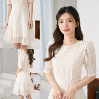 Lily Dress เดรสลูกไม้ เดรสสุภาพ เดรสขาว เดรสออกงาน งานบวช