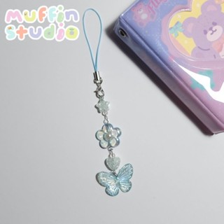 Butterfly sky Keychain​ พวงกุญแจ​ลูกปัด​ สาย​ห้อย​โทรศัพท์​ จี้ผีเสื้อสีฟ้า