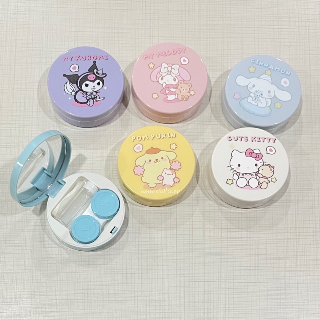 ตลับใส่คอนเทคเลนส์ ทรงกลม พร้อมที่ใส่น้ำยา ลายการ์ตูน