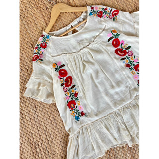 Minidress x cotton ปักสวย แขนระบายชายระบาย น่ารักมาก อก 48 ยาว 29 Code: 1172(7)