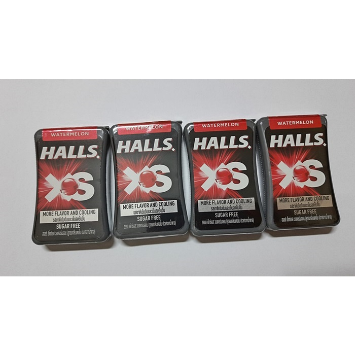 Halls XS Watermelon Halls XS แตงโม ฮอลล์ สีแดง กลิ่นแตงโม (12 กรัม) จำนวน 4ชิ้น