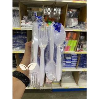 ช้อนพลาสติก ส้อมพลาสติก ช้อนใหญ่ ส้อมใหญ่ เนื้อหนา สีดำ สีขาว สีใส ตรา ก้านตอง / ดอกบัว จำนวน 100คัน