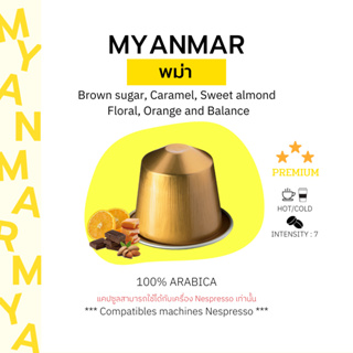 กาแฟเเคปซูล พม่า Myanmar Premium (คั่วกลาง) สำหรับเครื่อง Nespresso ขนาด 1 แคปซูล (Nespresso Compatible)