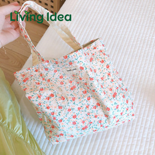 Living idea กระเป๋าถือ คล้องแขนแฟชั่น ลายดอกไม้ ต้อนรับสงกรานต์ สำหรับผู้หญิง