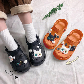 LGShoes พร้อมส่ง🐈รองเท้าแตะหัวโต รองเท้าแตะหัวโตแฟชั่นสไตล์เกาหลี  แถมตัวติดน้องแมวตาแป๋ว พื้นนิ่ม