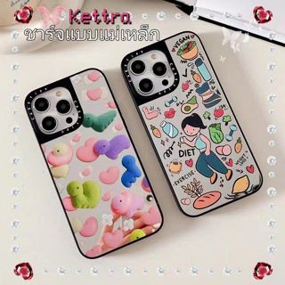 💜Kettra💜ชาร์จแบบแม่เหล็ก การ์ตูน สาว iPhone 11 14 pro max ป้องกันการหล่น ขอบดำ ความคิดสร้างสรรค์ case for iPhone 12 13