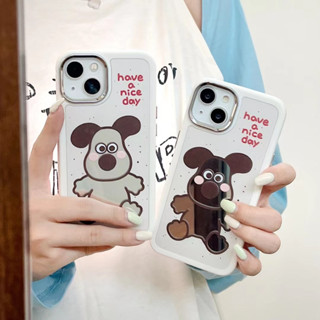 🎁ส่งของขวัญ🎁เคสไอโฟน 11 13 12 Pro Max ลูกสุนัข น่ารัก การ์ตูน กระจกเงา เคส for ไอโฟน14 pro max soft case Iphone