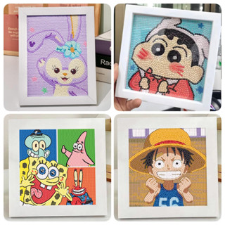 (พร้อมส่ง)ครอสติสคริสตัล พร้อมกรอบ  ลายซานริโอ้น่ารัก ขนาด 18.5*18.5 cm DIY ของเล่นเด็ก