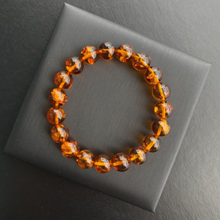 Premium Grade ✨ กำไลอำพันแท้ จากโปแลนด์ (Baltic Amber from Poland) 10mm Deep Color