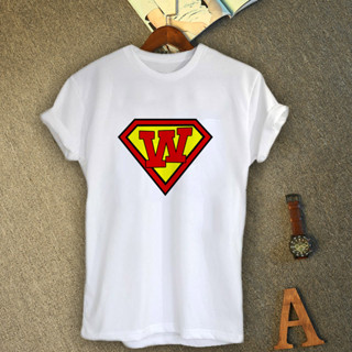 เสื้อยืดอักษรภาษาอังกฤษ ตัว W Superman