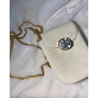 (ของแท้ มือสองใช้เอง) Miumiu crystal croco print leather mini bag
