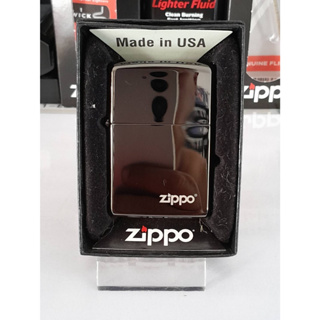 ZIPPO  24756ZL   EBONY   ZIPPO LOGO   สีอีโบนี่ ลายโลโก้แบบเลเซอร ของใหม่ไม่ผ่านการใช้งาน  มาพร้อมกล่อง รับประกันของแท้