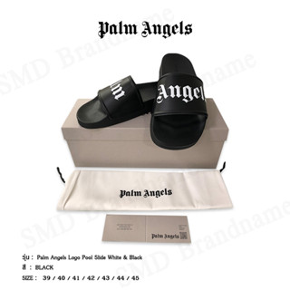 Palm  Angels รองเท้าแตะ รุ่น Pool Slide Black &amp; White Code: PMIC001C99PLA0011001