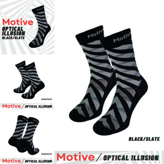 MOTIVE SOCK SPORT PERFORMANCE ILLUSION CREW BLACK/SLATE 01-ถุงเท้าออกกำลังกาย