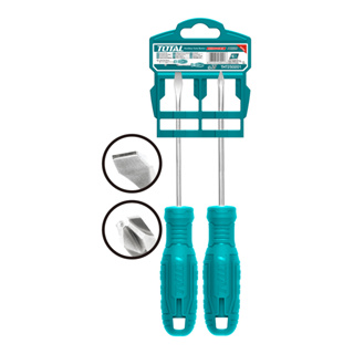 TOTAL ชุดไขควง 2 ตัวชุด THTDC250201 ปากแบน ปากแฉก 2 pcs Screwdriver Set