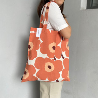 marimekko tote bag ดอกสีพีช ของแท้ 100% มีป้ายแท็ก