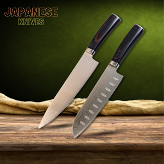 ๋Japanese knives Santoku,Chef knife stainless steel มีดทำครัวญี่ปุ่น มีดซันโตกุ มีดเชฟ ด้ามไม้ แถมปลอกมีด เกรดพรีเมี่ยม