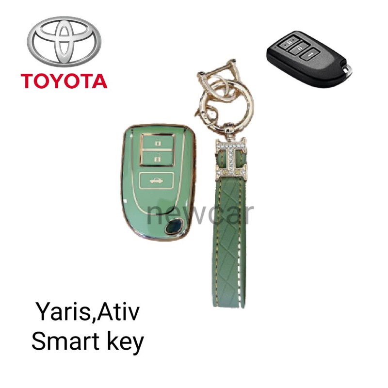 เคสกุญแจรถ TPU ตรงรุ่น Toyota Yaris Ativ Smart key พร้อมพวงกุญแจ