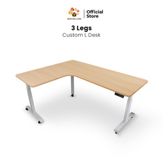 (Per-Order)  DESKSPACE Custom Desk 3 Leg โต๊ะไฟฟ้าปรับระดับ  รูปตัว L ปรับความสูงได้มากถึง 60-125 cm