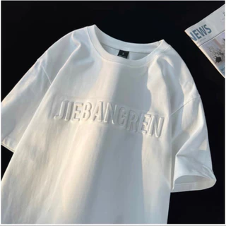 เสื้อยืดคอกลมแขนสั้น เสื้อยืดผู้ชาย ลายเท่ๆอังกฤษสไตล์นูน