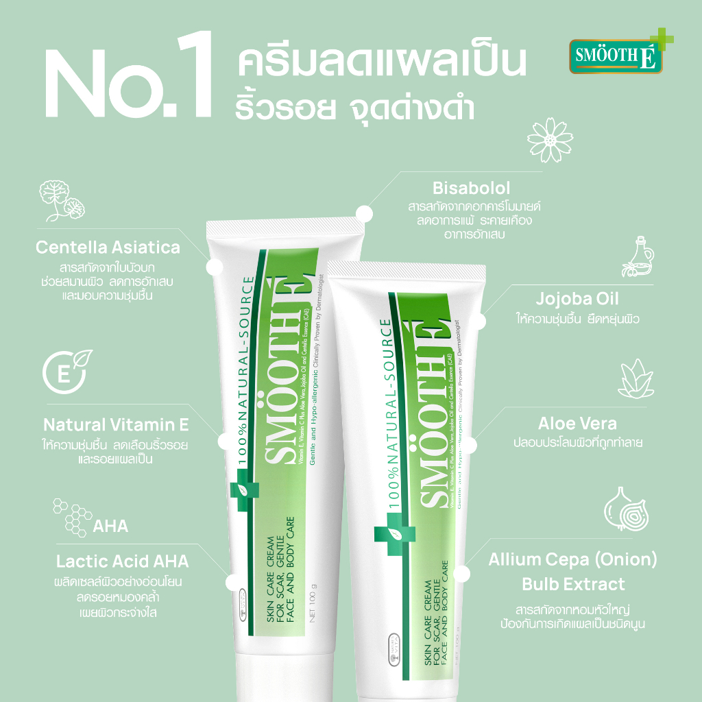 =Smooth E cream สมูทอี ครีม 100g. จบปัญหาเรื่องริ้วรอย รอยแผลเป็น และจุดด่างดำจากสิว