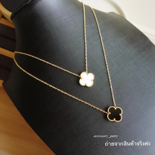🍀สร้อยคอVan ใบโคลเวอร์ใหญ่ รุ่นN02 จี้2ด้าน(สี+เพชร) กลีบความโค้งมนเป๊ะค่ะ สามารถใส่ได้ทั้ง2ด้านค่ะ