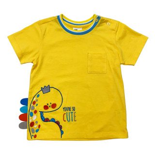 ME STYLE มีสไตล์ เสื้อยืดแขนสั้น ปักลาย สีเหลือง เด็กชายอายุ 3-18 เดือน