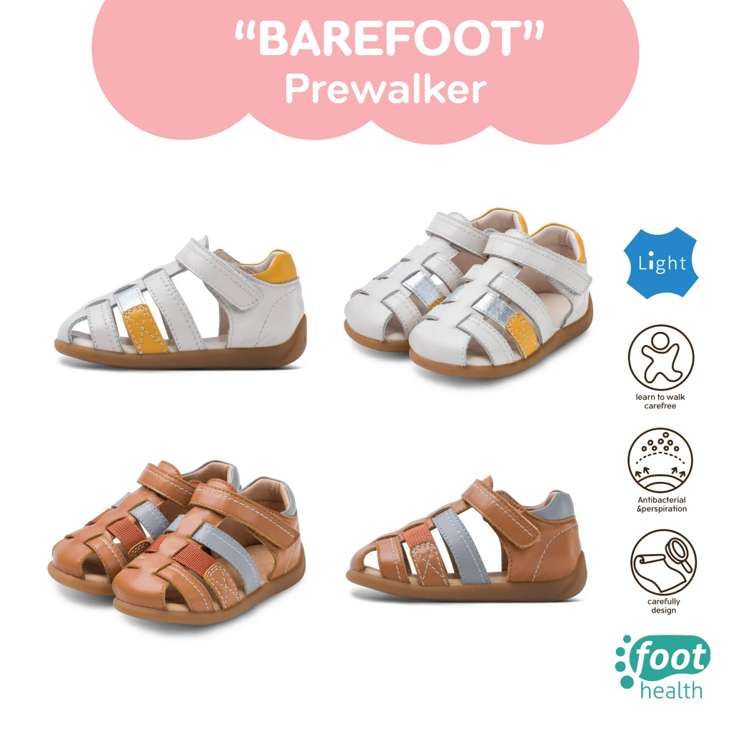 Littlebluelamb รองเท้าเด็ก 0-2 ปี (BBB225132-WH/BL) summer2022 ลำลองสีครีม-เงินและสีน้ำตาล