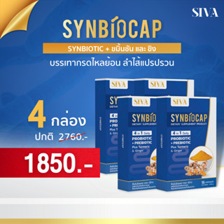 Synbiocap ซินไบโอแคป 4 กล่อง (โปรไบโอติก 10 สายพันธุ์ + พรีไบโอติก 2 ชนิด + ขมิ้นชันและขิง )