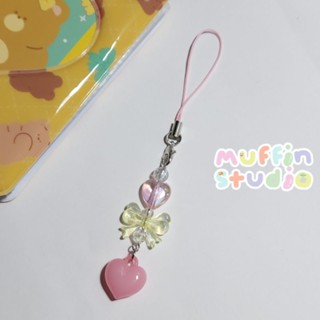 Pink yellow Keychain พวงกุญแจ​ลูกปัด​ สาย​ห้อย​โทรศัพท์​