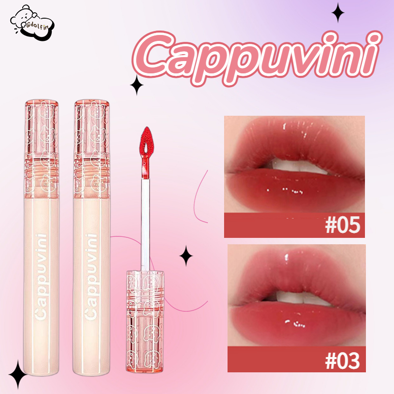 Cappuvini บับเบิลแบร์ ลิปกลอส เคลือบริมฝีปาก กระจกน้ํา ลิปสติก สีนู้ด ธรรมชาติ สไตล์เกาหลี สําหรับนักเรียน ลิปสติก