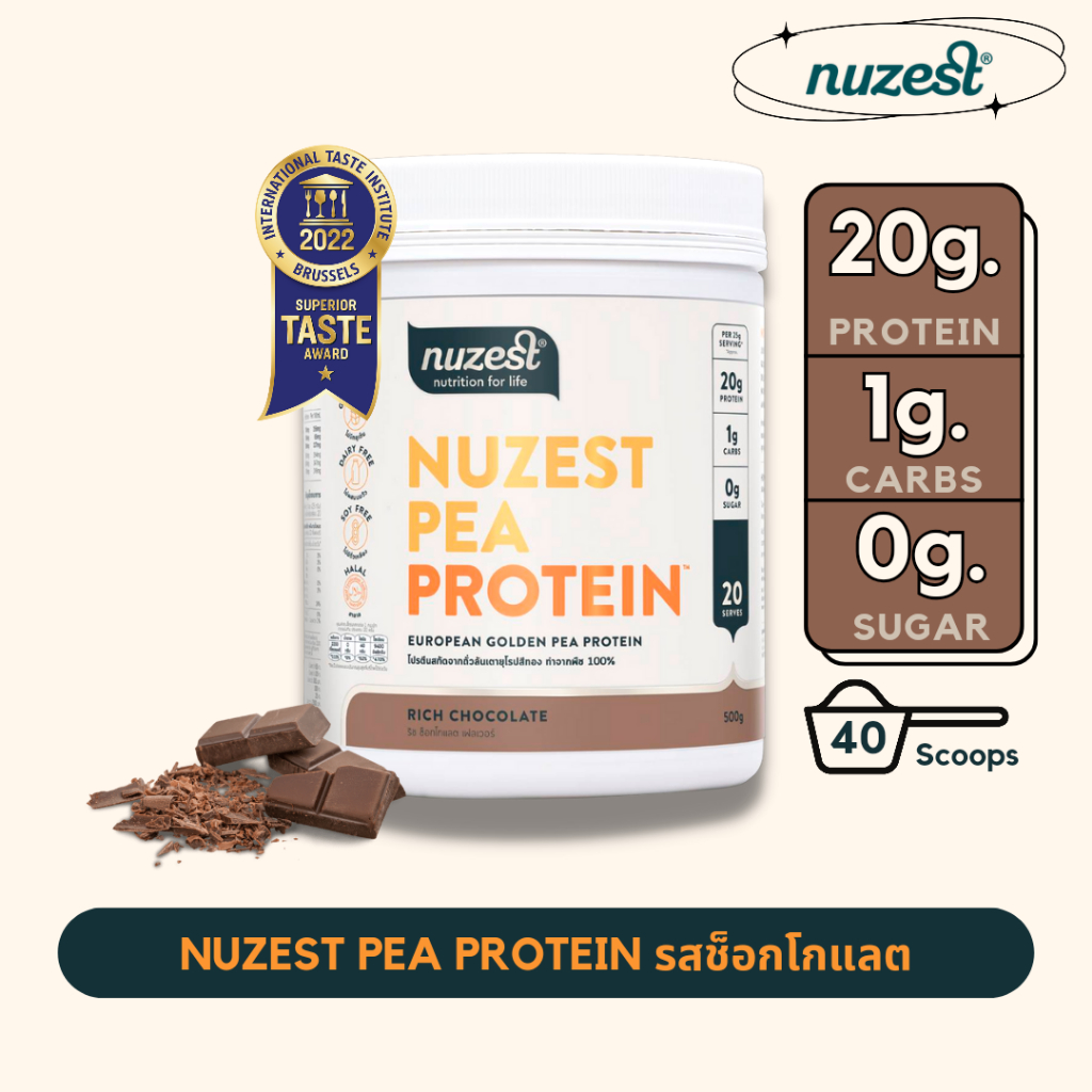 Nuzest Pea Protein นูเซสต์ พี โปรตีน – ขนาด 500 กรัม รสช็อกโกแลต