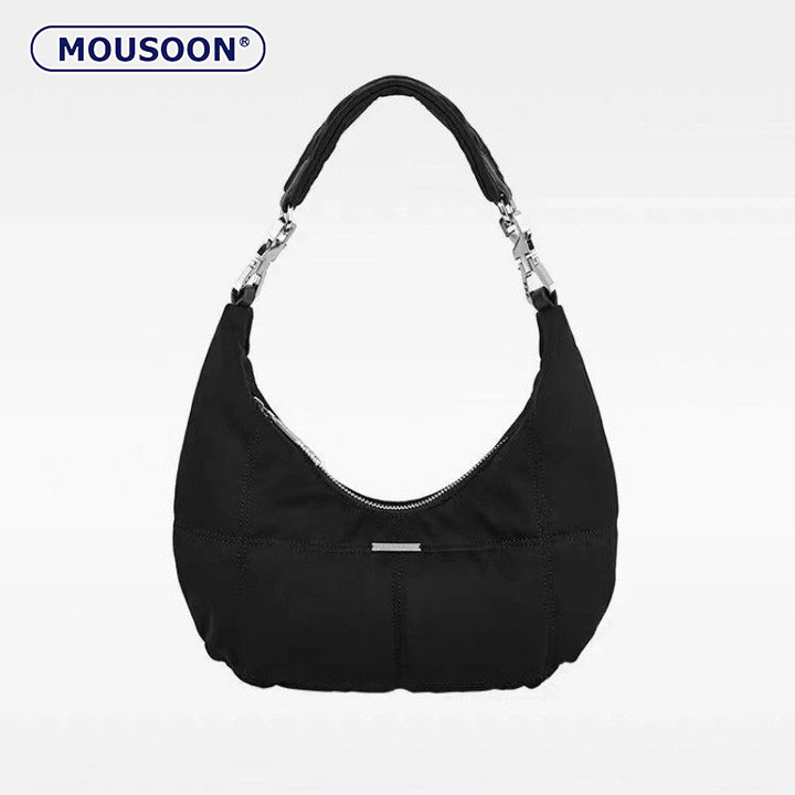 Mousoon Black Velvet Vintage Niche Design Casual Fashion Underarm Baguette Bags สําหรับผู้หญิง