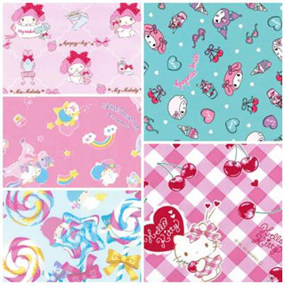 Jfabric ผ้าSanrio ผ้า Cotton100% ผ้าคอตตอนญี่ปุ่น ผ้าลิขสิทธิ์แท้ ผ้านำเข้า ผ้าพิมพ์ลาย ผ้าญี่ปุ่น Kitty คิตตี้