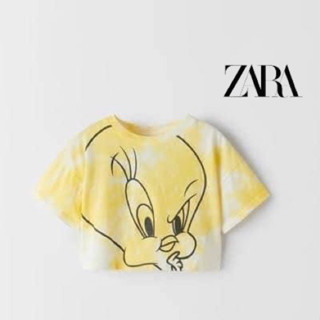 zara เสื้อยืดเด็กลายทวิสตี้ ทรงครอป แบรนด์แท้ มือ 1 พร้อมส่ง