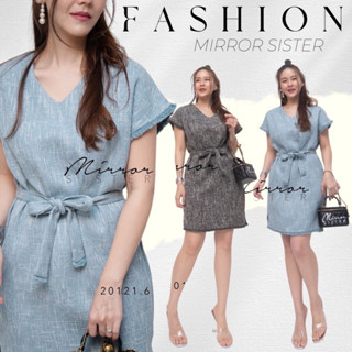 🔖ป้าย MirrorSister 20121.6 เดรส ทรงเบสิค ผ้าทวีต BiGi Tweed Dress แพทเทริน ใส่แล้ว สวย เรียบง่าย คอวี แขนสั้น เดรสออกงาน