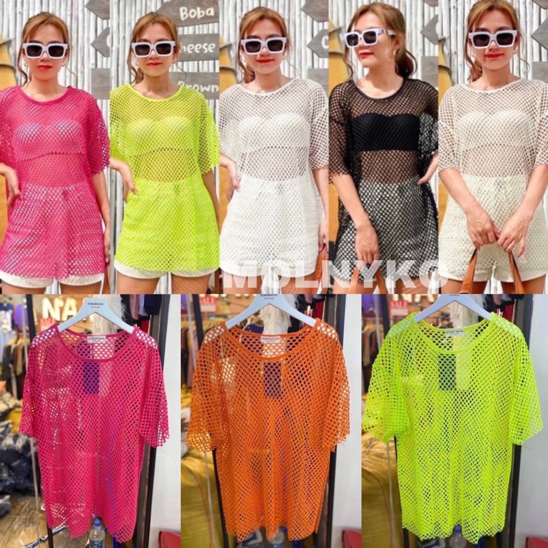 sale เสื้อตาข่าย ซีทรู ใส่ไปทะเล สงกรานต์ สีสัน