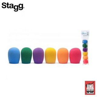 ฟองน้ำสวมไมค์แบบแพคยี่ห้อ STAGG มีหลายสีสดใส ซักทำความสะอาดได้ง่าย