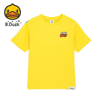 B.Duck กลับพิมพ์คอกลมเสื้อผ้าเด็กแขนสั้นเสื้อยืดผ้าฝ้ายบริสุทธิ์สาวฤดูร้อนด้านบน