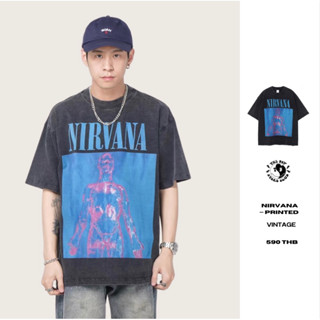 THEBOY-NIRVANA PRINTED MAN VINTAGE เสื้อยืดวินเทจ