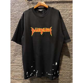 BALENCIAGA METALLICA LOGO VINTAGE JERSEY T-SHIRT OVERSIZED เสื้อยืดแขนสั้น แบรนด์บาลองเซียก้า เมทัลลิก้า