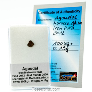 อุกกาบาต เหล็ก AGOUDAL Meteorite ชิ้นเล็ก พร้อมใบรับรอง จาก Germany #3 หนัก 0.19 กรัม