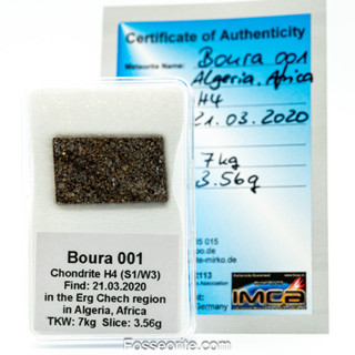 อุกกาบาต หิน BOURA 001 Meteorite แบบสไลซ์ พร้อมใบรับรอง จาก Germany #3 หนัก 3.56 กรัม